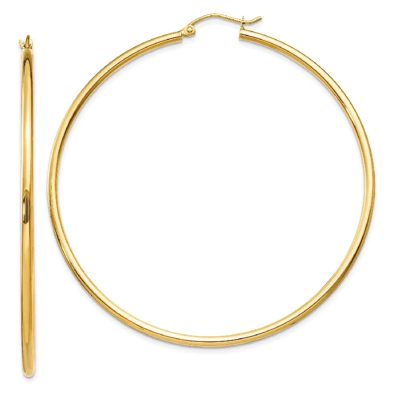 women radiant earrings -14KT Yellow Gold 60X2MM Hoop Earrings