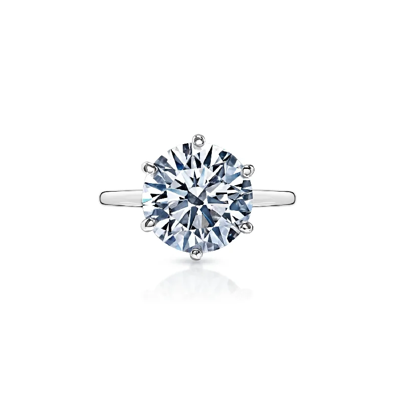 women delicate rings -Lili 4 Carat Round Brilliant Lab-Grown Diamond Solitaire Engagement Ring