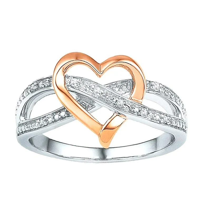 women modern rings -.07ctw Diamond Infinity Heart Ring