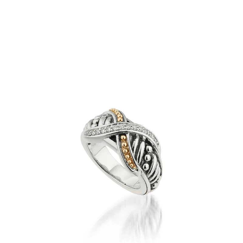 women gemstone wedding rings -Apollo Curve Ring with Pave Diamonds