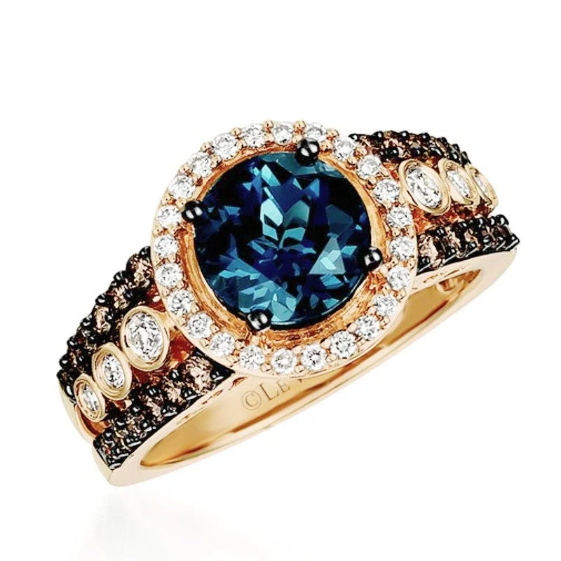 women birthstone rings for women -Le Vian Chocolatier® Deep Sea Blue Topaz™Ring