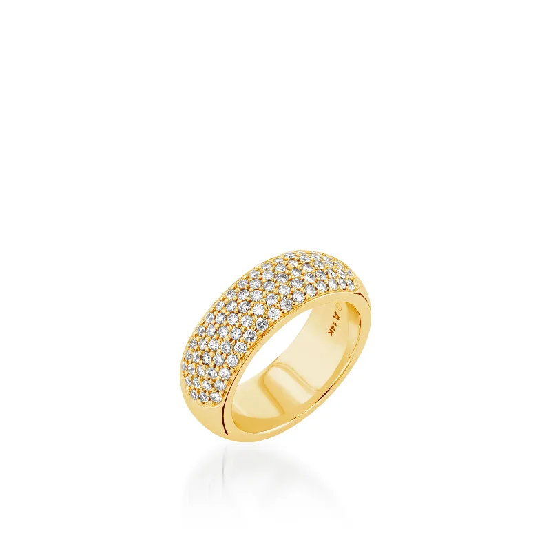 women sterling silver rings -Essence Wide Band Ring with Pave Diamonds