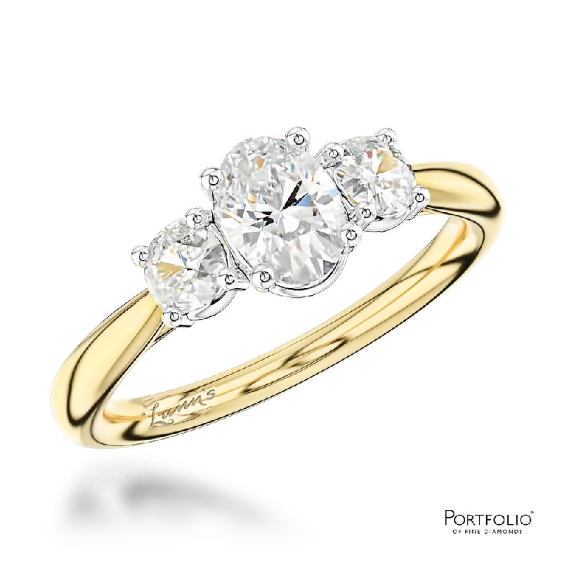 women rose gold rings -Three Stone 0.46ct F SI1 Diamond Yellow Gold/Platinum Ring