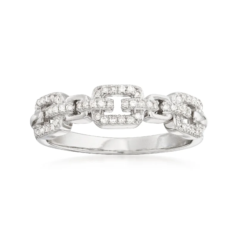 women princess-cut engagement rings -Ross-Simons Diamond Link Ring in Sterling Silver