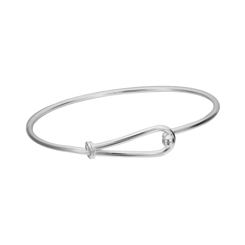 women bangles -Sterling Silver Wire Loop Bangle Bracelet