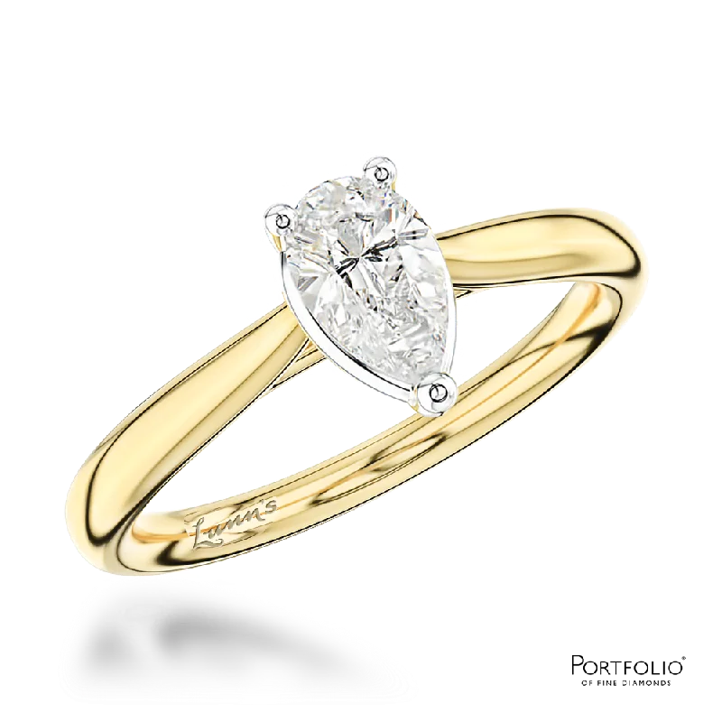 women stackable rings -Solitaire 0.70ct F VS1 Diamond Yellow Gold/Platinum Ring