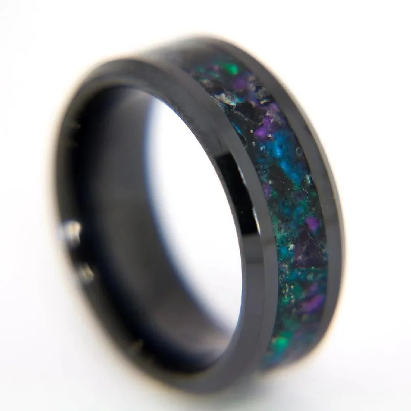 women diamond wedding rings -Deep Space Black Ceramic Glowstone Ring