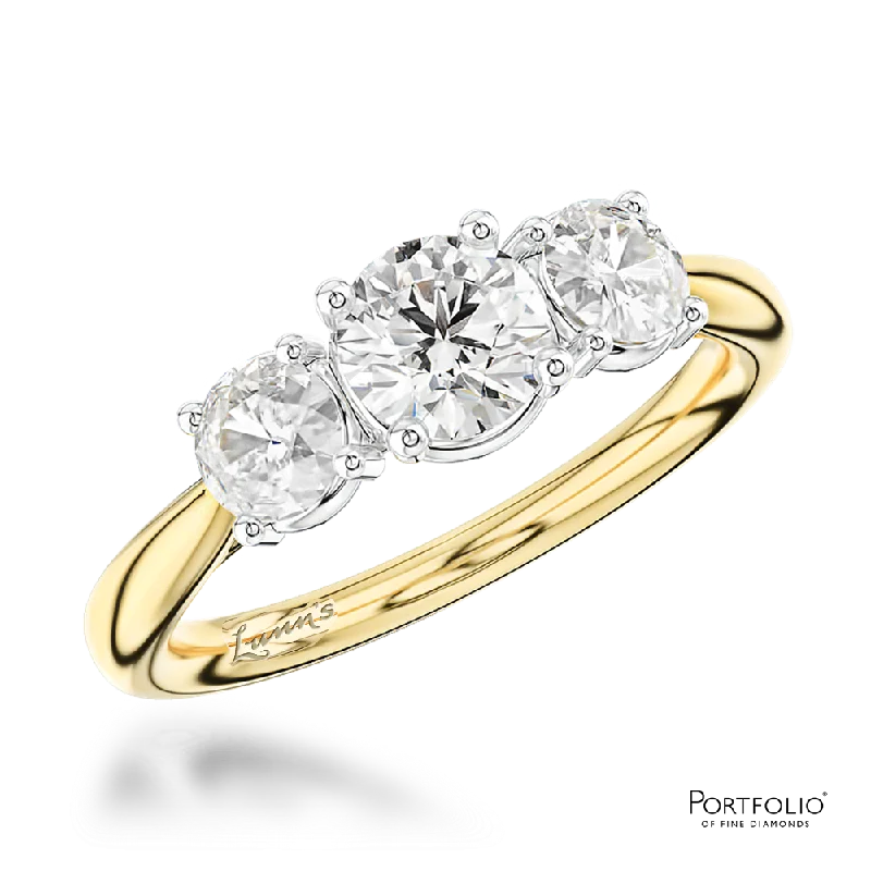 women vintage rings -Three Stone 0.40ct D SI1 Diamond Yellow Gold/Platinum Ring