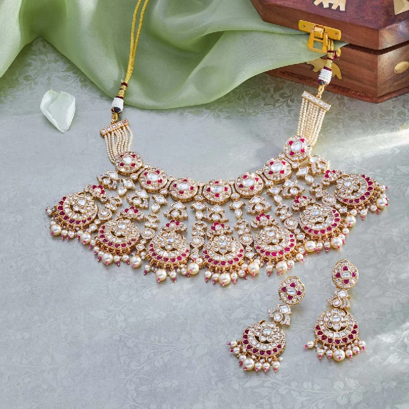 women trendy pendant necklaces -Kundan Necklace 167022