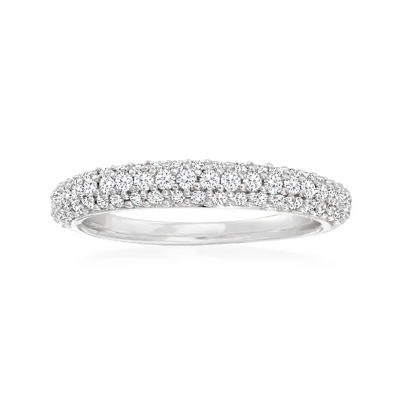 women diamond solitaire wedding rings -Ross-Simons Diamond Pave Ring in Sterling Silver