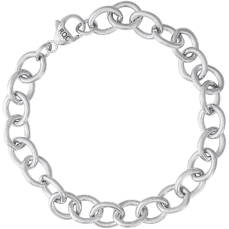 women timeless bracelets -Sterling Silver Oval Links Charm Bracelet