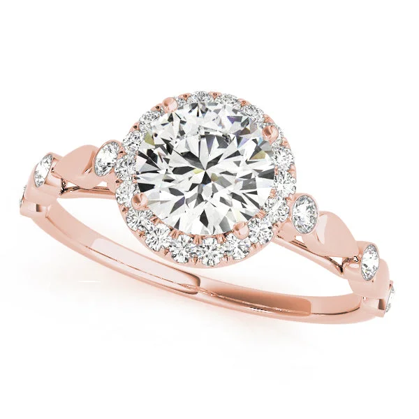 women sparkling engagement rings -18kt Rose Gold Halo Engagement Ring Setting