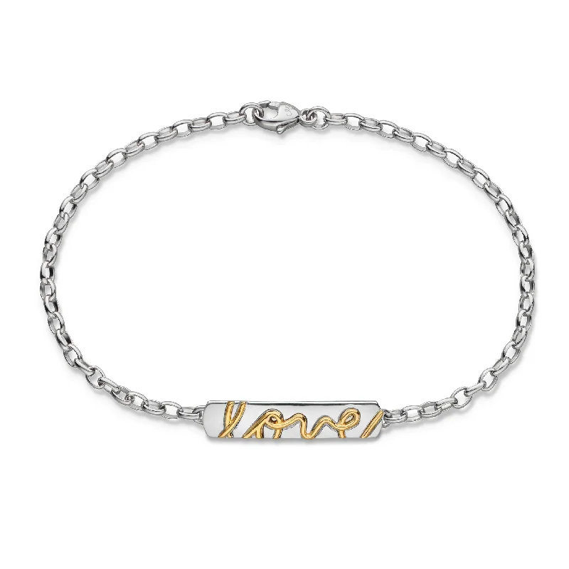 women stacking bangles -"Love" Poesy Bracelet