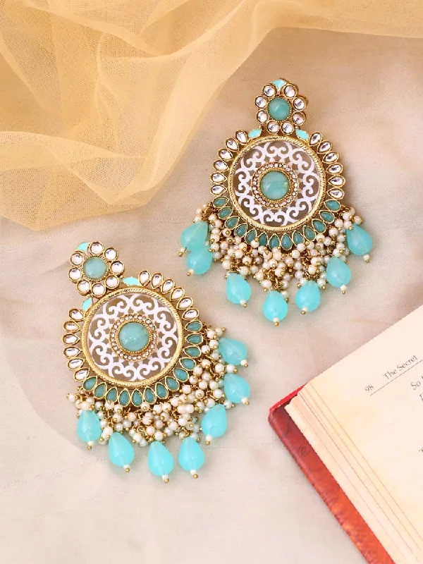 women designer hoop earrings -Turquoise Miraya Chandbalis