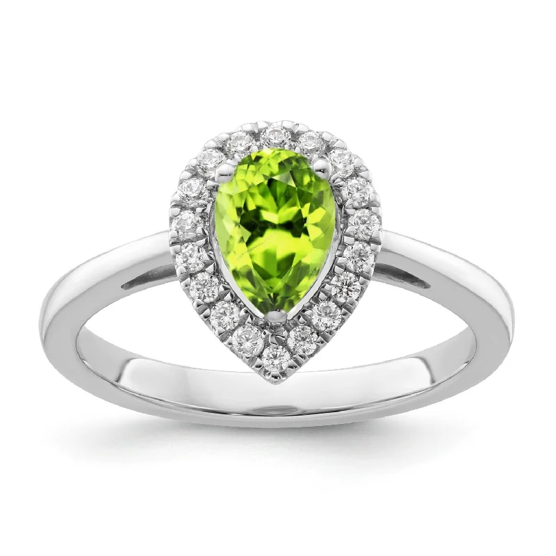 women fashion rings -Peridot Diamond Halo Ring