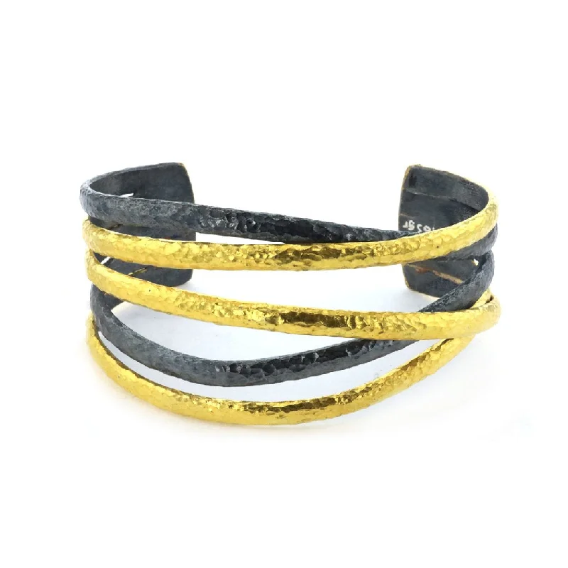 women trendy bangles -24K & Silver Cuff Bracelet | M10273343