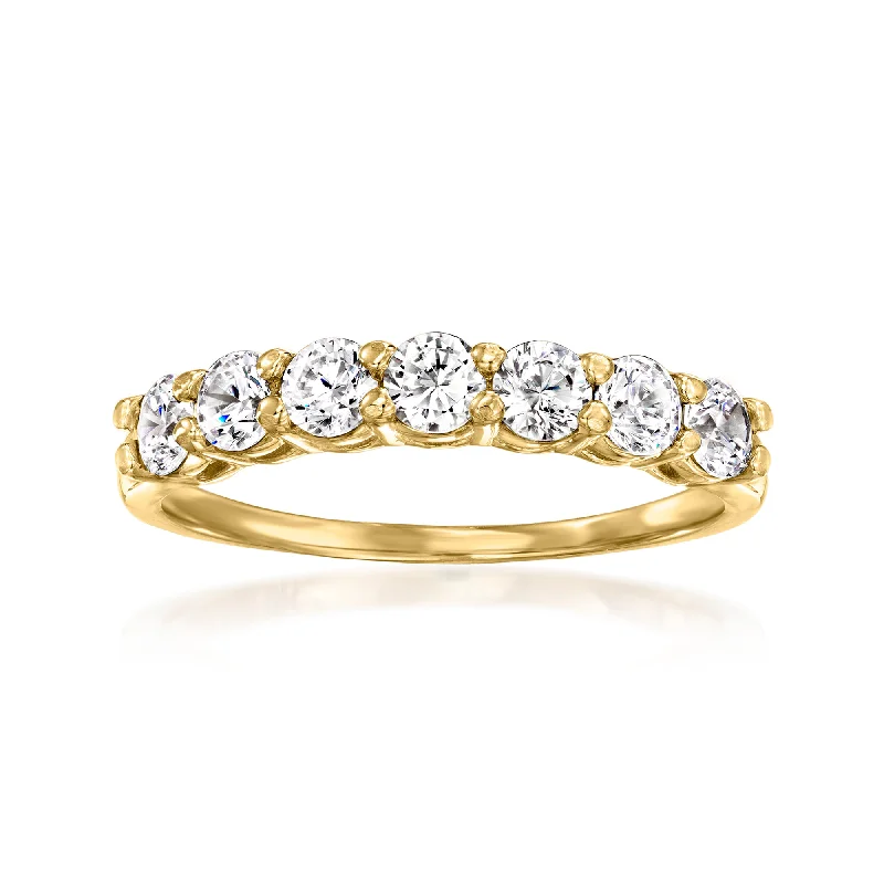 women diamond wedding rings -Ross-Simons CZ 7-Stone Ring in 14kt Yellow Gold