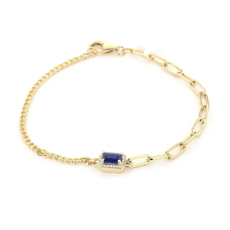 women gemstone bangles -Blue Sapphire & Diamond Paper Clip Bracelet