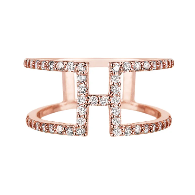 women luxury wedding rings -Rose Gold H Ring