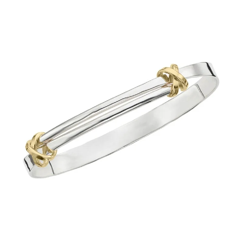 women gemstone bracelets -Sterling Silver & Gold Bangle Bracelet