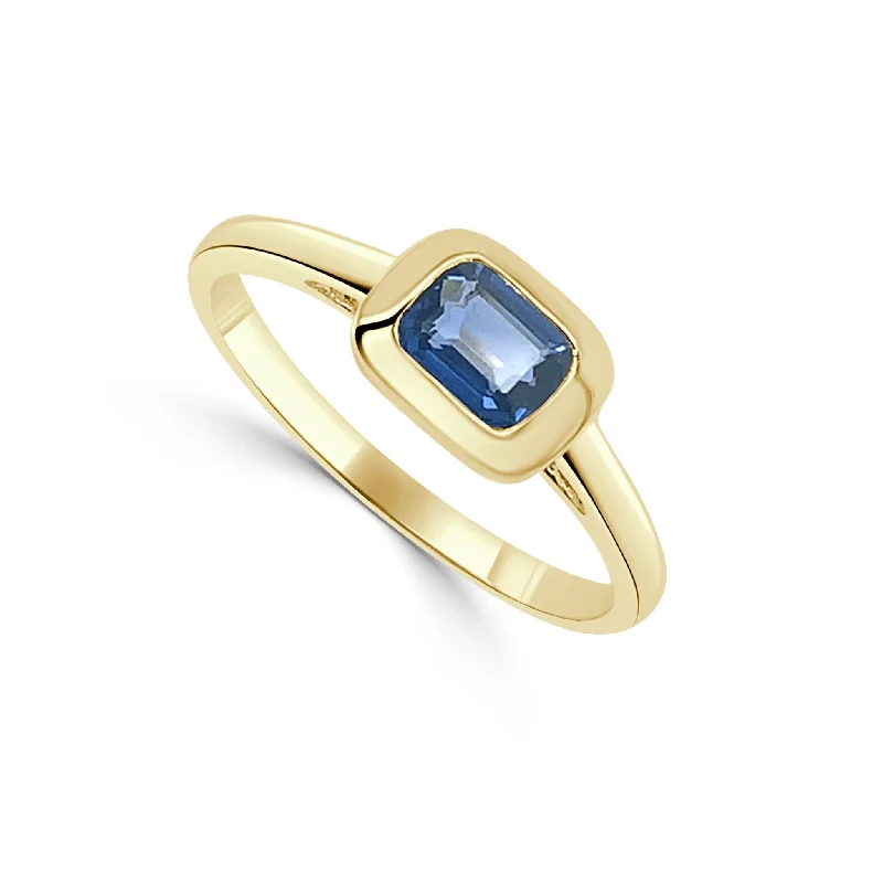 women ruby rings -14k Gold & Blue Sapphire Ring