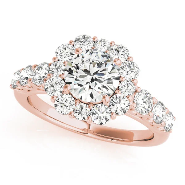 women elegant wedding engagement rings -14kt Rose Gold Halo Engagement Ring Setting