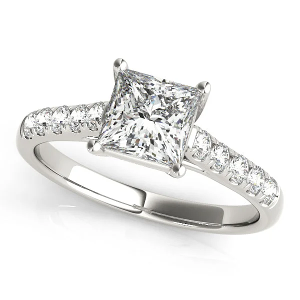 women forever engagement rings -Platinum Single Row Princess Cut Engagement Ring Setting