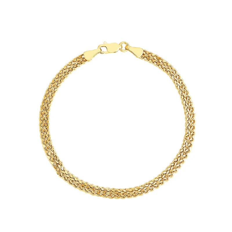 women stacked bracelets -14k Gold Two-Row Bracelet