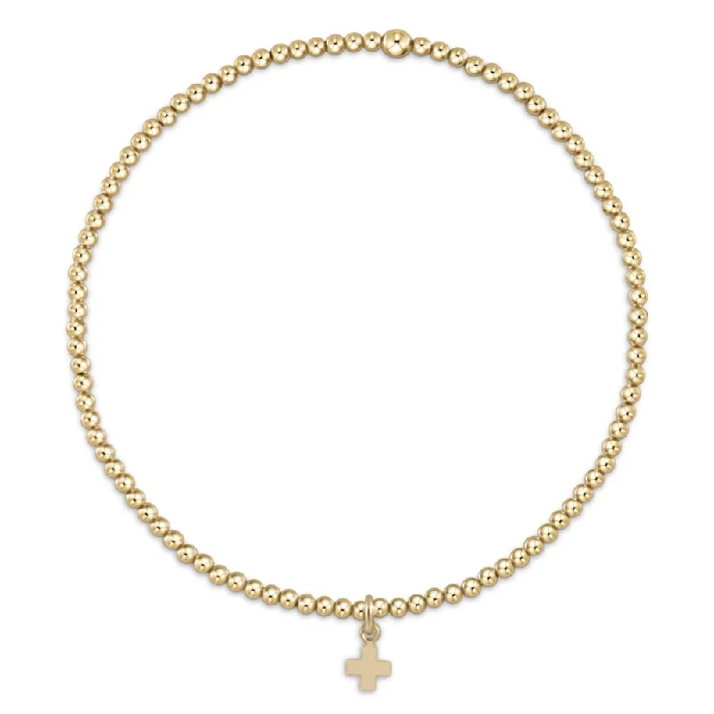 women trendy bangles -enewton 5.5" egirl Classic Gold 2mm Bead Bracelet - Signature Cross Small Gold Charm