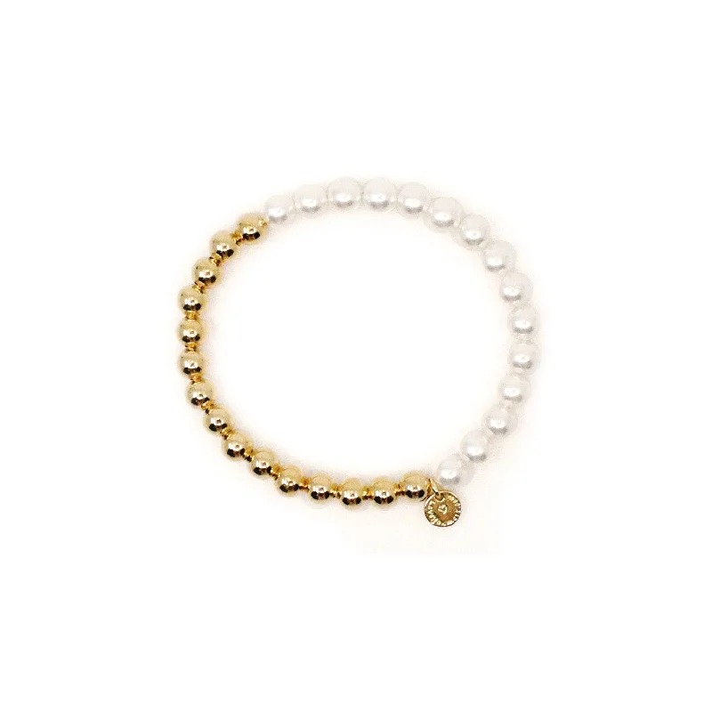 women layered bangles -Eternity Pearl Bracelet in Gold