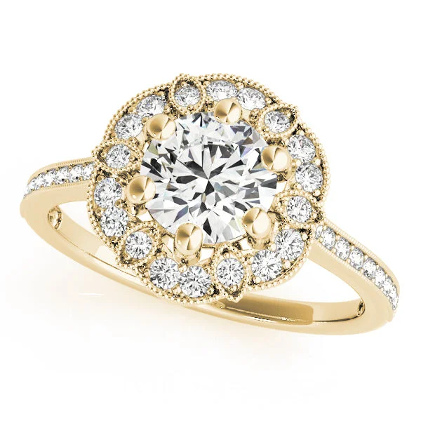 women trendy engagement rings -14kt Yellow Gold Vintage-Inspired Halo Engagement Ring Setting