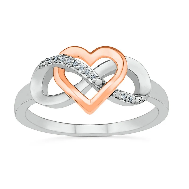 women stackable engagement rings -Diamond Infinity Heart Ring