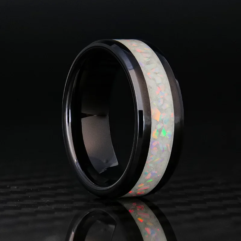 women diamond rings -Pearl White Opal Glowstone Ring