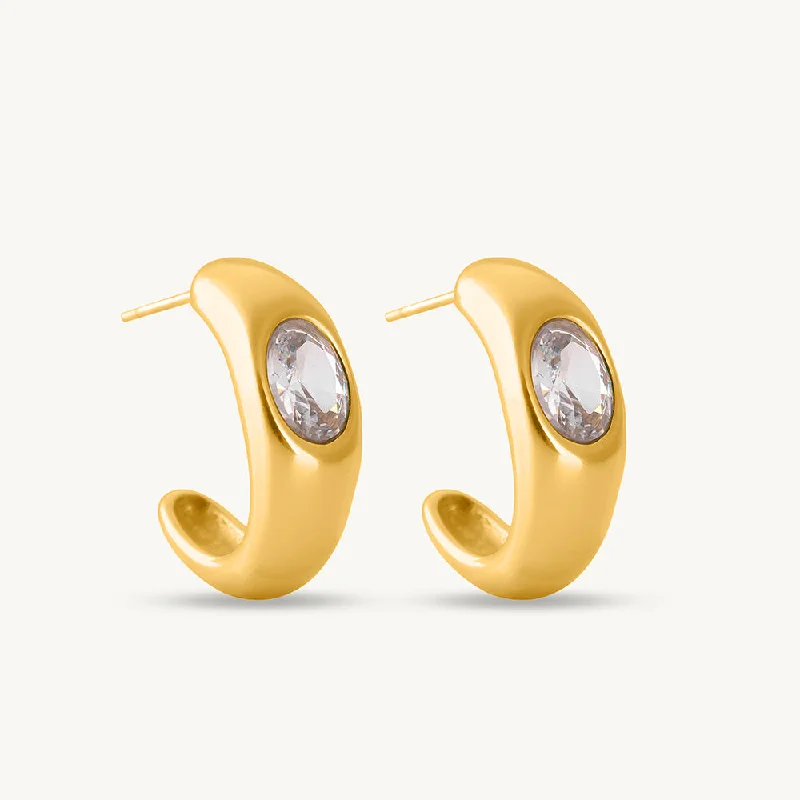 women clip-on earrings -Crescent Moonstone Earrings