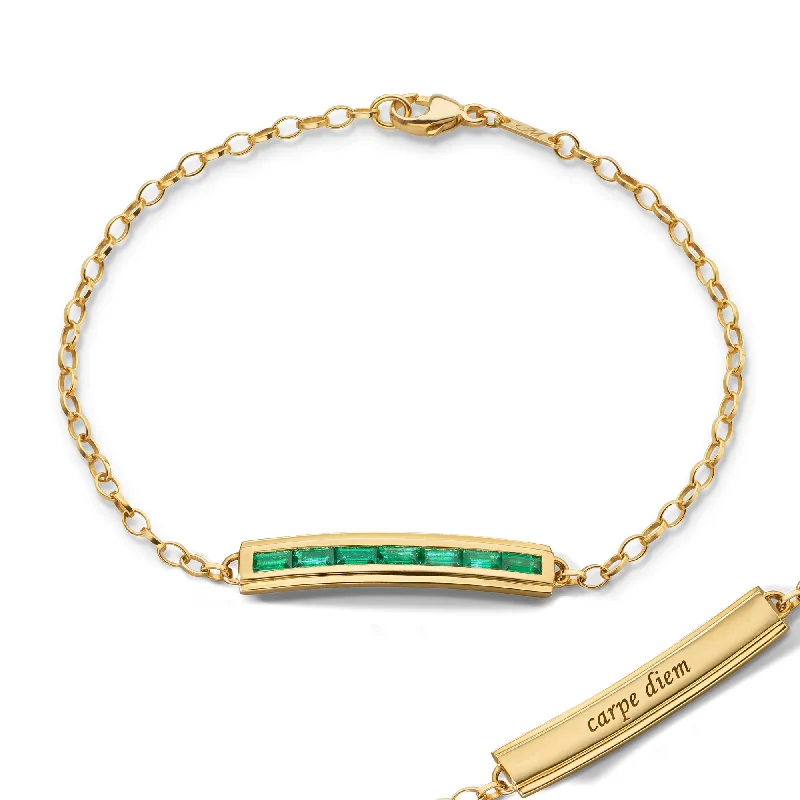 women eco-friendly bracelets -Baguette Emerald "Carpe Diem" Petite Poesy Bracelet