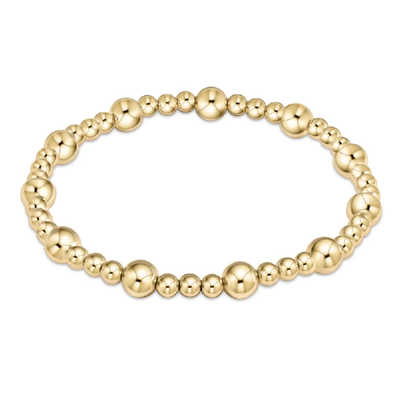 women men’s bracelets -enewton 6.25" Classic Sincerity Pattern Beaded Bracelet - Gold 6mm