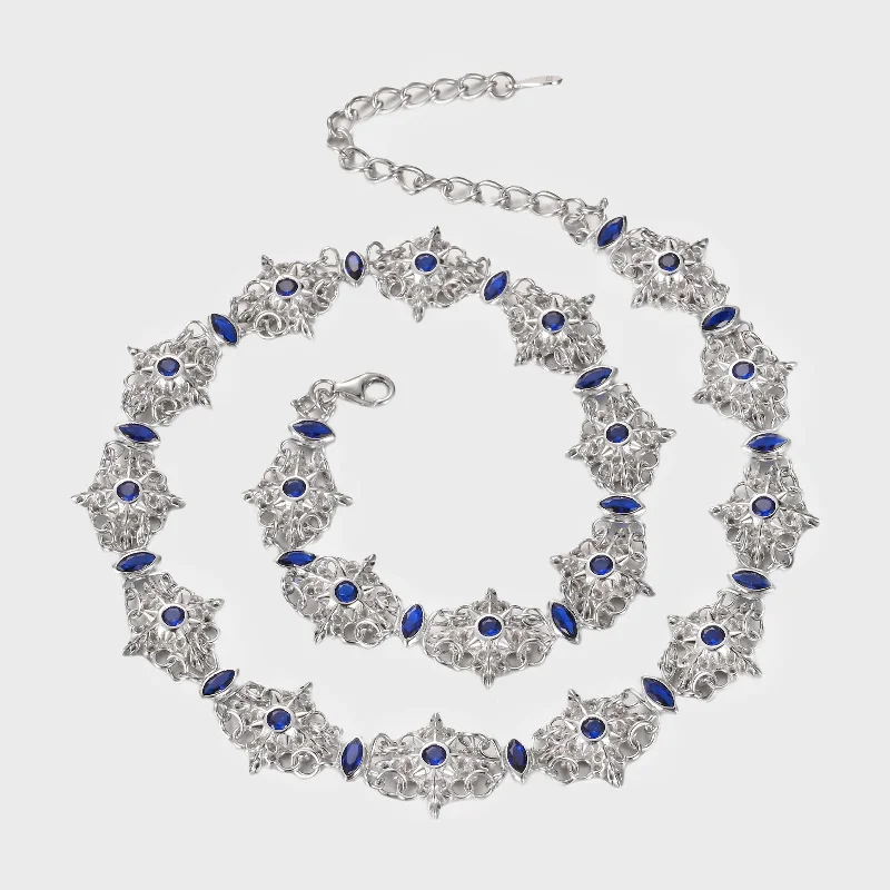 women sparkling diamond necklaces -Sacred - Blue Necklace