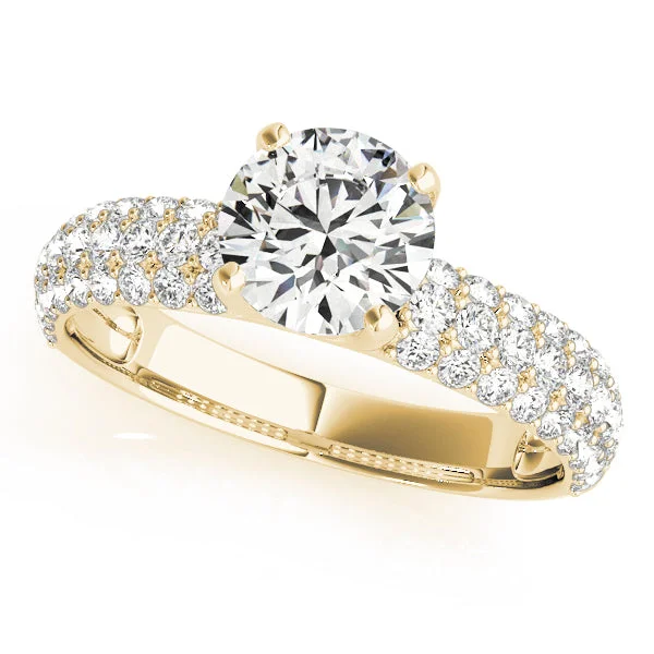 women diamond solitaire wedding rings -18kt Yellow Gold Multi-Row Pavé Engagement Ring Setting