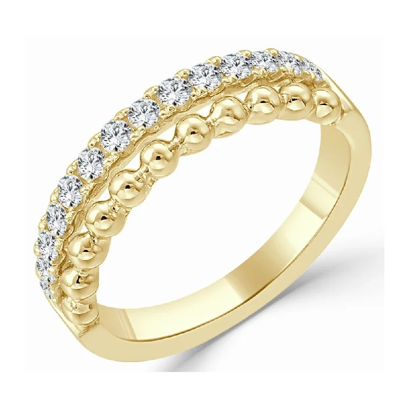 women classic rings -14k Gold & Diamond Beaded Ring