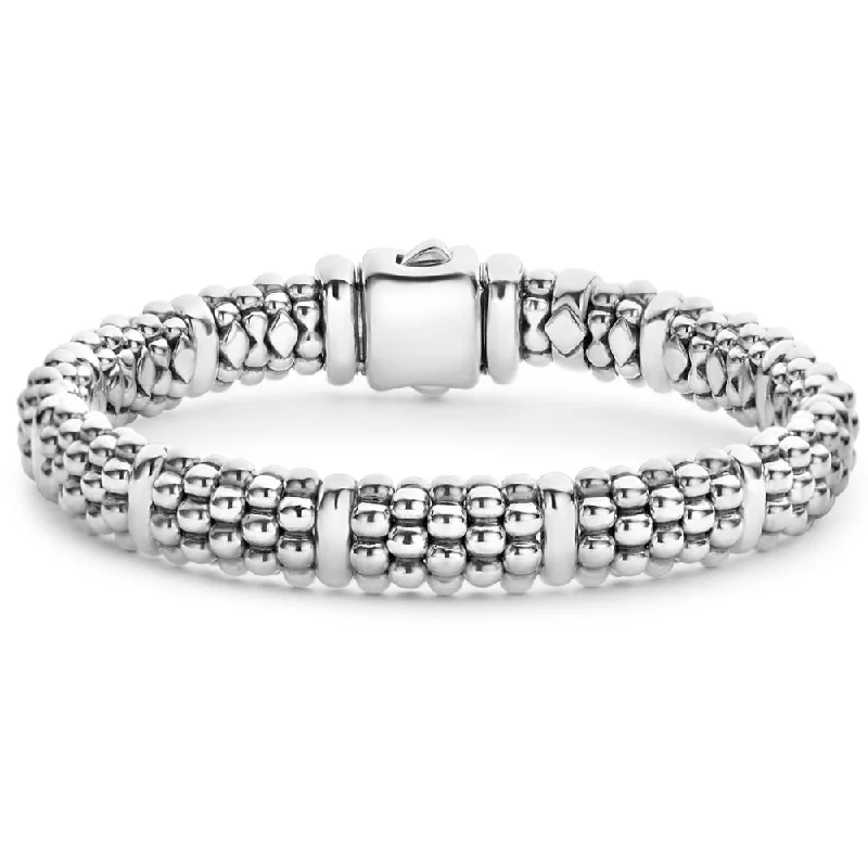 women bangle bracelets -Lagos Signature Silver Station Caviar Bracelet