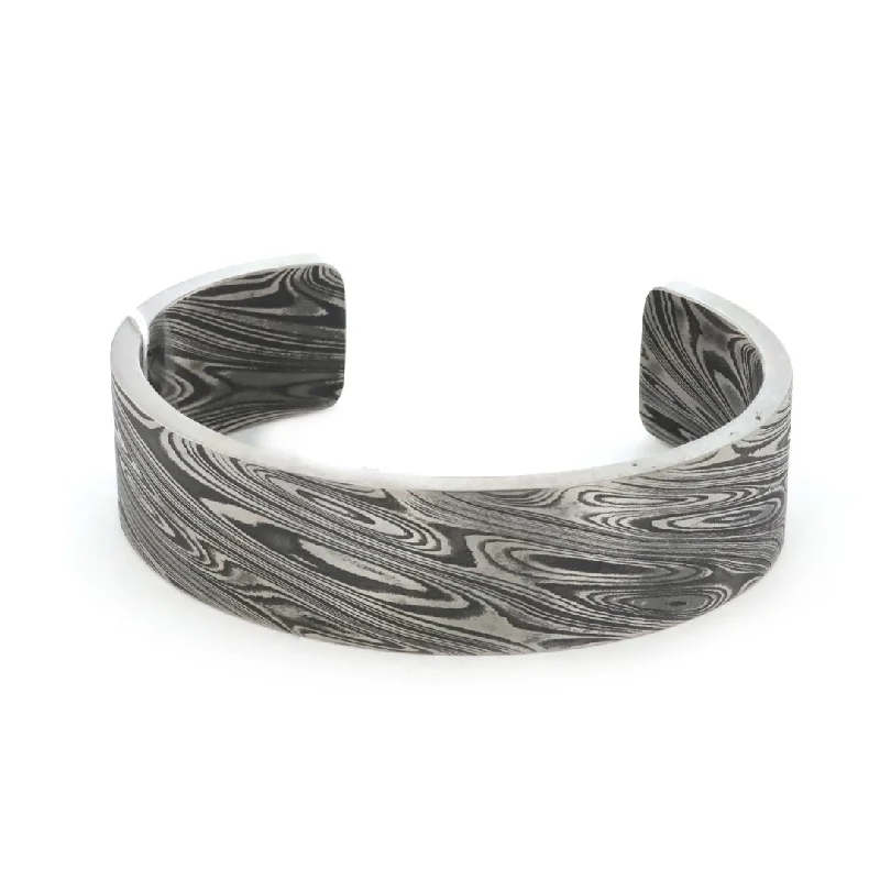 women thick bangles -Damascus Steel Cuff Bracelet