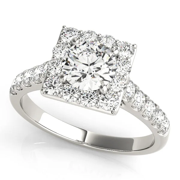 women custom engagement ring designs -18kt White Gold Square Halo Engagement Ring Setting