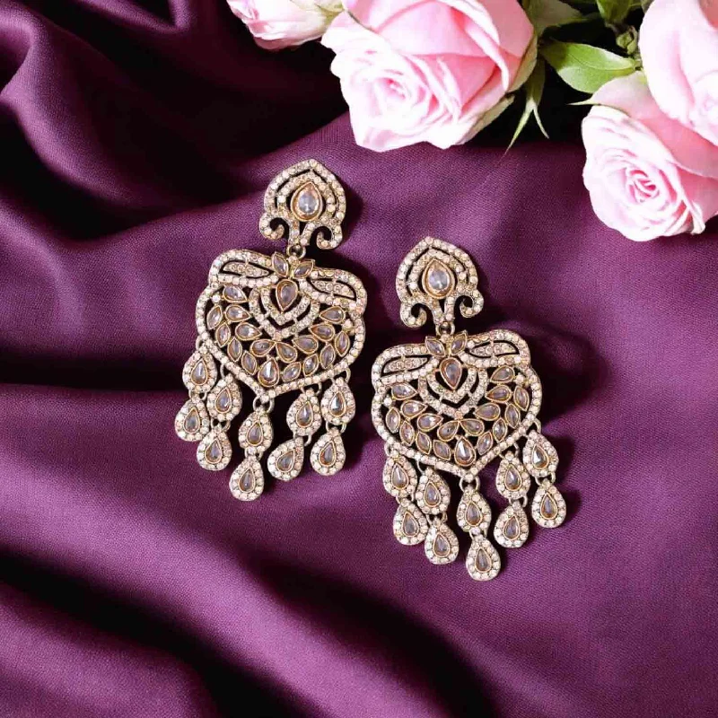 women vintage stud earrings -Golden Humna Chandbalis