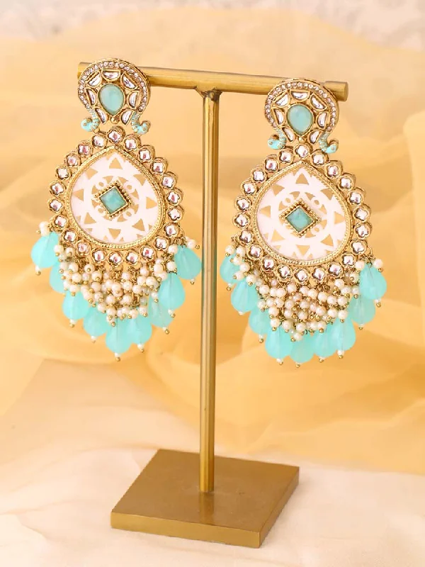 women shimmering earrings -Turquoise Bani Chandbalis