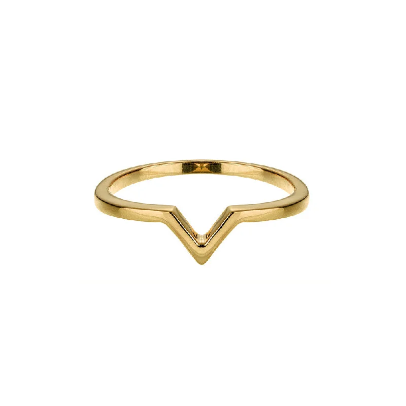 women vintage rings -Yellow Gold V Ring