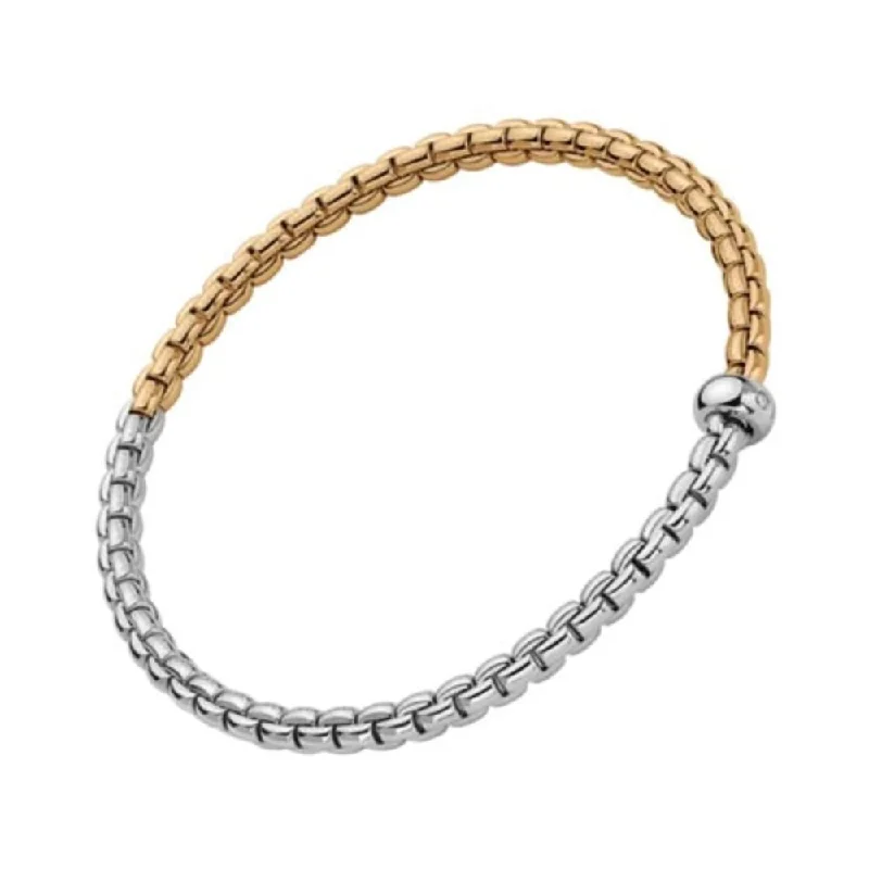 women trendy bangles -Fope 18k Gold Eka Flex'it Two-Tone Mesh Bracelet