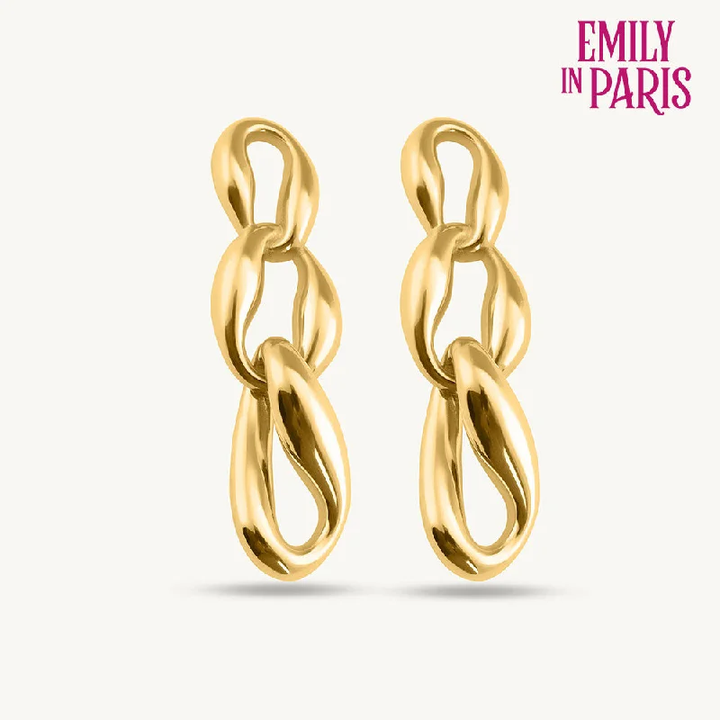 women affordable earrings -Linked Gold Chain Drop Earrings