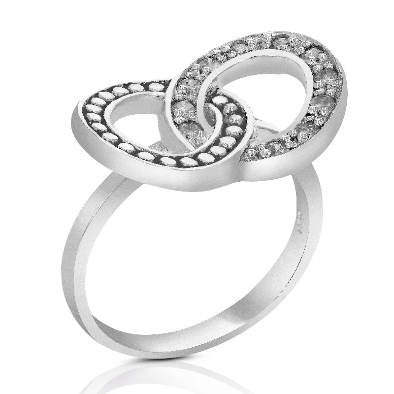 women custom engagement ring designs -1/4 cttw Diamond Ring in .925 Sterling Silver with Rhodium Round Prong Set