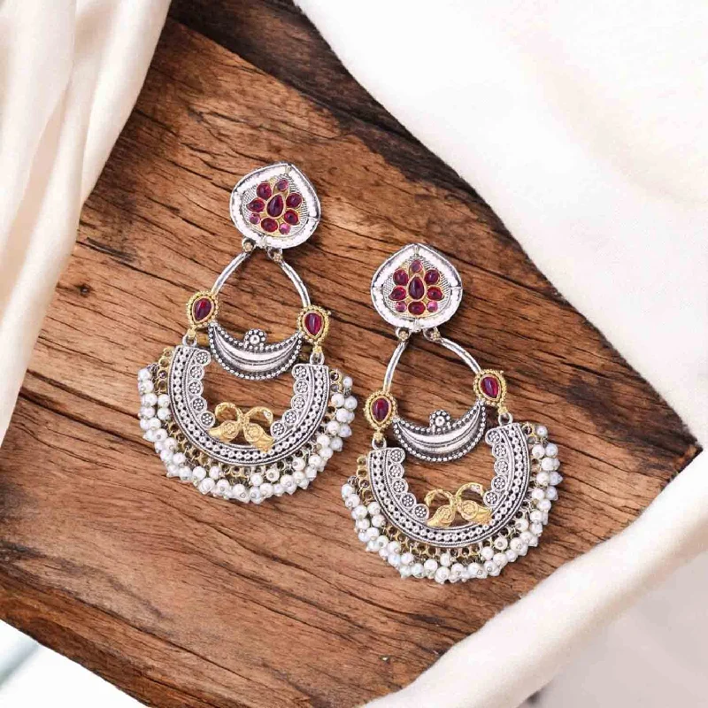 women hoop earrings for women -Antique Inayati Oxidised Chandbalis