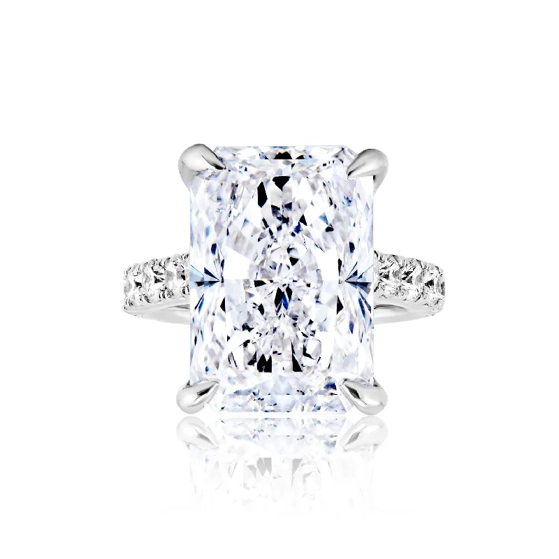 women heart-shaped rings -Loraine 19 Carat G VS2 Radiant Cut Lab-Grown Diamond Engagement Ring in 14k White Gold